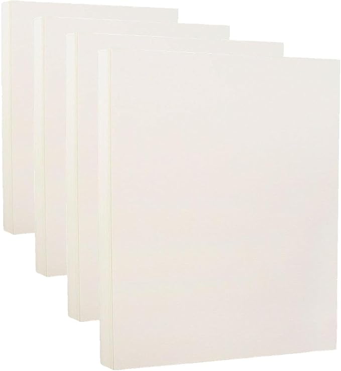 JAM PAPER Strathmore 88lb Cardstock - 8.5 x 11 Coverstock - 237 gsm - Natural White Laid - 25% cotton - 50 Sheets/Pack (Pack of 4)