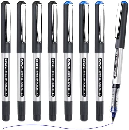 EYEYE Rollerball Pen 4 Black 4 Blue, 0.5mm Extra Fine Point Roller Ball Pen | Back to School Essential, Quick Drying, Liquid Ink Pens Fine Point Smooth Writing Pens for Journaling, Office Supplies