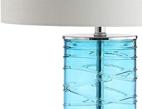 JONATHAN Y Cole 27.5" Fused Glass Table Lamp, Turquoise, Set of 2