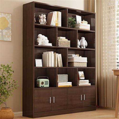 Closed Back Cabinet Wood Standard 9.5'' Wide Bookcase Bookshelf Storage Rack Multi-Layered Storage Shelf Cabinet Display Unit Integrated Against the Wall Black Oak 55.1" L x 9.4" W x 70.9" H