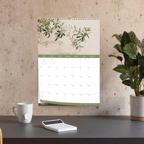 Blueline® 2027 Colorful Monthly Wall Calendar, 12 Months, January to December, Gold Twin-Wire Binding, 12" x 17", Minimalist (C173121)