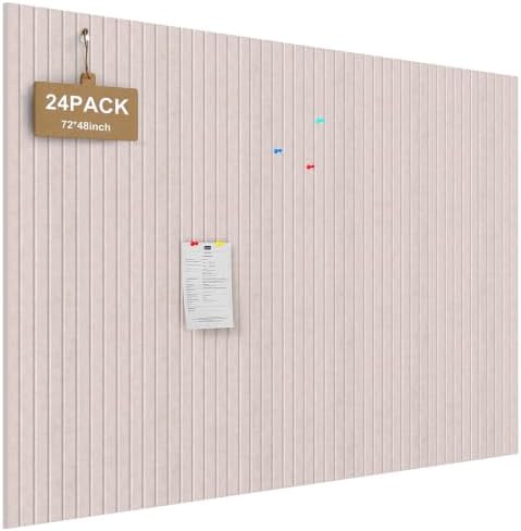 JBER Large Cork Board Alternative 72" x 48" - 24 Pack Self-Adhesive Felt Bulletin Board Tiles, Pin Board Vision Board for Walls, Office & Home Decor (Light Camel)
