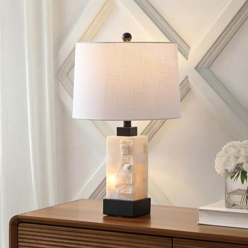 JONATHAN Y Eloise 2-Light Alabaster Table Lamp 23", White/Black