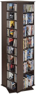 VEVOR Media Storage Cabinet, CD Rack Tower, 34 Compartments Rotating Media Tower Rack for CDs, DVDs, Books and Game Discs, DVD Stand for Living Room, Home Office and Recording Room, Brown