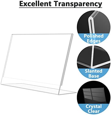 MaxGear Acrylic Sign Holder 4 x 6 Inches 12 Pack, Horizontal L Shape