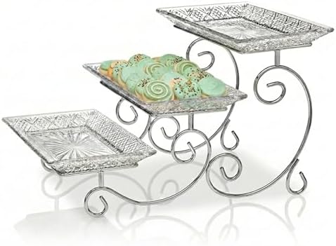 Godinger Dublin 3- Tiered Serving Stand for party and Event Dessert and Food Display Server