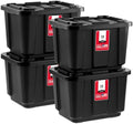 IRIS USA 4-Pack 12 Gal Heavy Duty Storage Tote Bins with Lids, Black