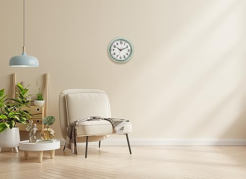 4 Pack Kiera Grace Retro Decorative Analog Round Wall Clock, 9.5" D x 2" W, Green