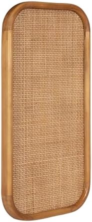Kate and Laurel Planche Modern Rattan Wall Pinboard, 12 x 24, Natural Wood, Boho Rounded Rectangle Wall Organizer for Use as Cork Board, Vision Board, or Bulletin Board