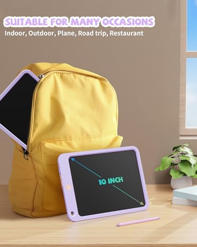 LCD Writing Tablet 10 Inch, Toys for 3 4 5 6 7 8 9 10 Year Old Boys Girls, Colorful Doodle Board Drawing Tablet, Gift for Boys Toddlers Age 3-12 Years, Memo Board, Drawing Pads with Lanyard(Purple)