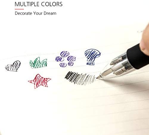 Baile 6 in 1 Multifunctional Ballpoint Pens 5 Colors 0.7 mm Ballpoint Pen and 0.5 mm Mechanical Pencil in One Pen, Pack of 5