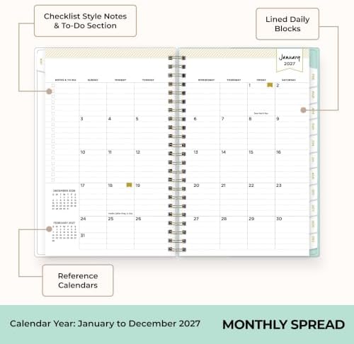 Blue Sky 2027 Weekly & Monthly Planner Calendar, 5"x8", Secret Garden Mint