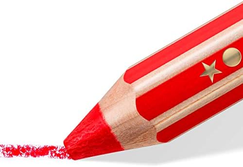 STAEDTLER Noris Junior 3-in-1 Jumbo Coloring Pencils: 12 Count - Colored Pencil, Wax Crayon, & Watercolor Pencil All In One, Toddler & Preschool Art for Ages 2+, With Sharpener, Easy Grip