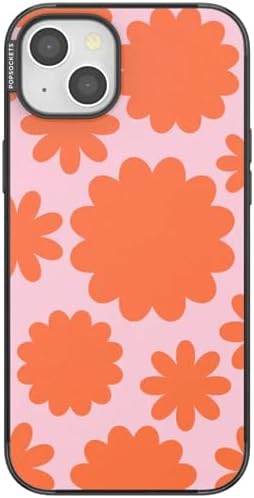 PopSockets iPhone 15 Plus Phone Case with MagSafe- Floating Florals | Magnetic, Wireless Charging, Camera & Drop Protection, Hot Pink, Flower, Floral