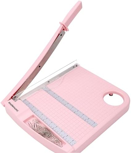 12" Paper Cutter, Precision Cut with Safety Protection and Blade Lock, 12 Sheet Capacity, Great for Cardstock, Cardboard, Photo, Vinyl, Crafts, Scrapbook (Pink)
