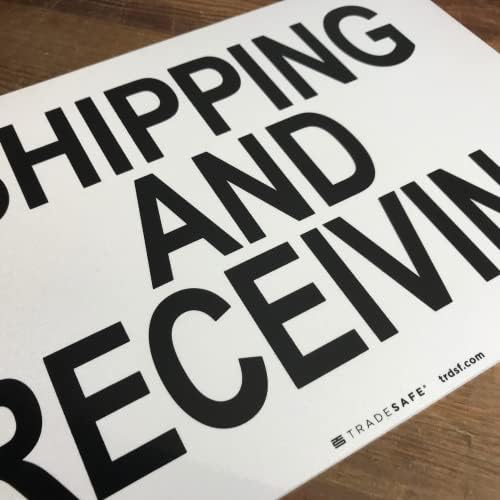 TRADESAFE Shipping and Receiving Sign - Business Sign, Office Sign, Quick Install Aluminum Safety Sign, Light Reflective, UV-Resistant, Waterproof, 14” X 10” Shipping Receiving Signs for Business