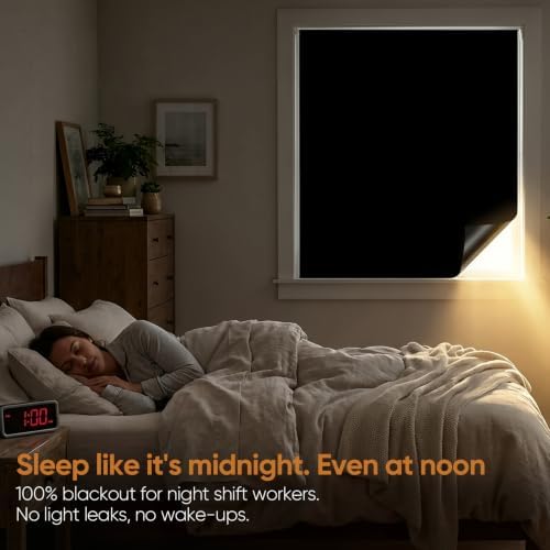 SUNBABY Blackout Window Film, 100% Light Blocking Static Cling, 17.5"x78.7"