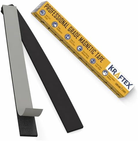 Kraftex Magnetic Tape [2pk, 1ft x 160mil] Magnet Strips with Adhesive Backing. Heavy Duty and Strong Magnet Tape for Crafts, Mounting Tools and DIY. Magnetic Strips with Super Sticky Back