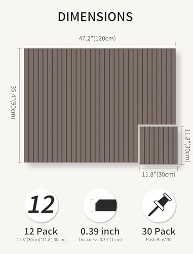 48" x 36" Cork Board Alternative, 12 Pack Felt Bulletin Board Tiles with 30 Adhesive Tabs Wall Push Pin Board for Office Classroom Bedroom Decor