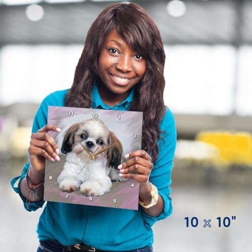 3dRose Wall Clock Silent - 15 inch - Shih Tzu Puppy - Dogs Shihtzu