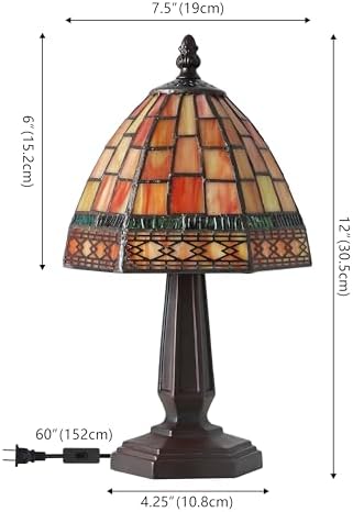JONATHAN Y Carter Tiffany Style Stained Glass Table Lamp 12", Red/Yellow