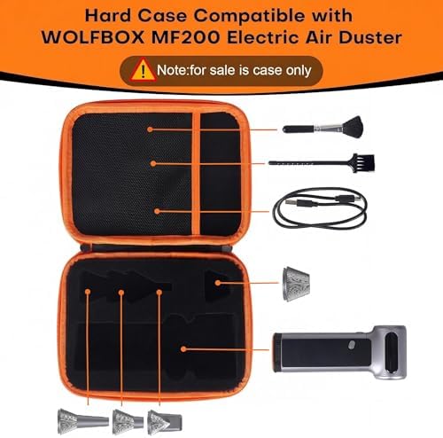 YouKnow Travel Case Compatible with WOLFBOX MF200 Compressed Air Duster - Custom Foam Organizer for Blower Tool & Accessories (Only Case) (Black)