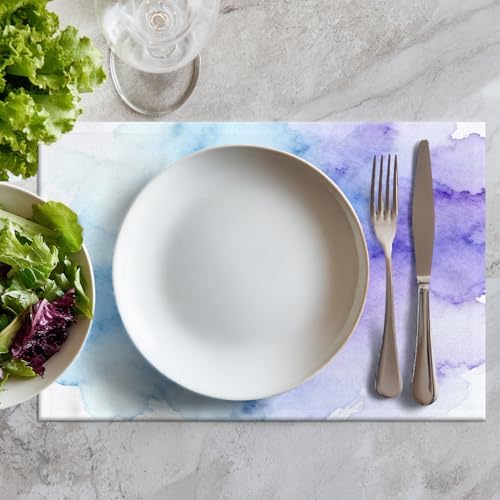 Batmerry Vintage Colorful Purple Linen Placemats Set of 8, Vintage Royal Blue Paper Parchment Washable Table Mats for Kitchen Table Thickened Heat Insulation Dining Set Indoor Outdoor 12X18 in
