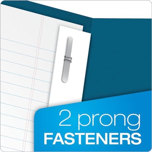 Oxford Two-Pocket Folders w/Fasteners, Blue, Letter Size, 25 per Box (57702)