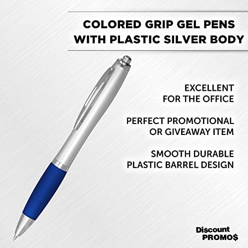 DISCOUNT PROMOS Colored Grip Gel Pens Set of 10, Bulk Pack - Great for Office, School, Business, Tradeshows, Events - Blue