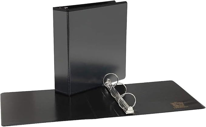 Staples Simply View Binder, 2" Round Ring, Black, Economy 3‑Ring Binder with Clear Overlay, Mid‑Capacity Organizer for School & Office