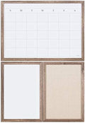 U Brands Organization Center Kit, Rustic Wood Frame, Includes Magnetic Dry Erase Calendar, Magnetic Whiteboard, Linen Bulletin Board, Along with 6 Pins, 4 Markers, and 4 Magnets (4835U00-01)