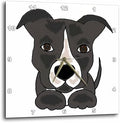 3dRose Funny Grey Pitbull Puppy Dog Cartoon - Wall Clock, 15 by 15-Inch (DPP_201801_3)