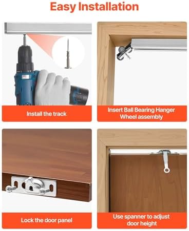 VEVOR Sliding Pocket Door Hardware Track Kit, 44.69" Pocket Door Track Kit with Soft Close Mechanism for Smooth and Quiet Sliding, Easy to Install, for 1" to 1 3/4" Thickness 24" Width Single Door