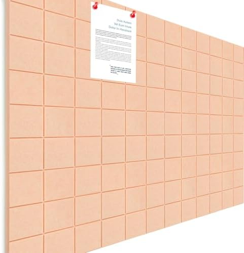 Honoson 12 Pack Felt Bulletin Board Tiles with Safe Adhesive, Light Pink