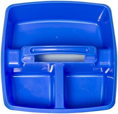 Storex 3-Compartment Small Caddy – Multipurpose Classroom Organizer with Handle, Blue, 5-Pack (00947E06C)