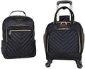 Kenneth Cole REACTION Chelsea 2-Piece Bundle - 17" 4-Wheel Spinner Underseat Carry-On Luggage & Matching 15" Laptop Backpack, Black