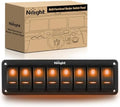 Nilight 8 Gang Rocker Switch Panel w/Orange LED Light 5Pin ON Off Pre-Wired