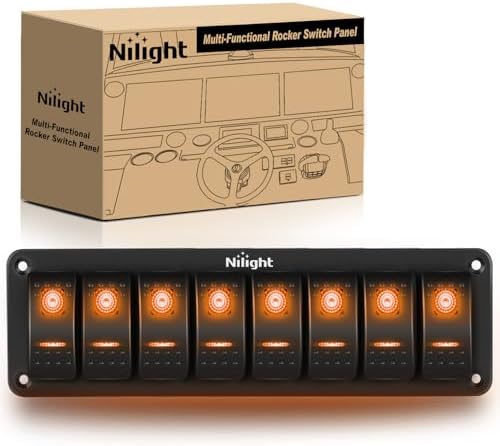 Nilight 8 Gang Rocker Switch Panel w/Orange LED Light 5Pin ON Off Pre-Wired
