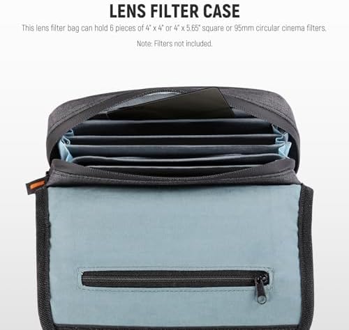 NEEWER Camera Lens Filter Case with Water Resistant Hard Shell, 6 Soft Pockets, Shoulder Strap, Pro Photography Filter Bag Storage Pouch for 4''x 4'', 4''x 5.65'' Square, 95mm Circular Filters, PB025