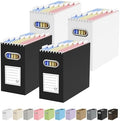 Oterri Portable Collapsible Cardboard File Box with Handle for Letter-Size | 4-Pack. Stainless Steel Handle. Label Stickers Included. Fits Letter Folders (Not Included). Home, Office, School, Dorm, Tax.