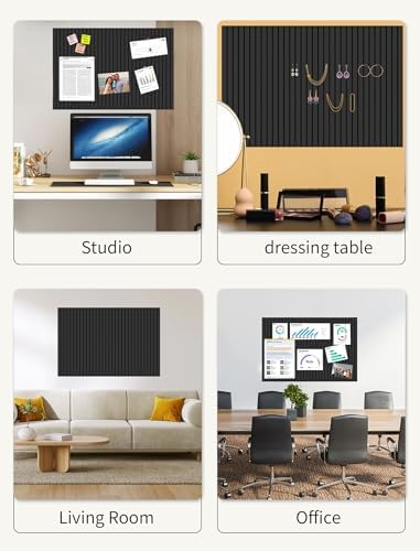 48" x 36" Cork Board Alternative, 12 Pack Felt Bulletin Board Tiles with 30 Adhesive Tabs Wall Push Pin Board for Office Classroom Bedroom Decor