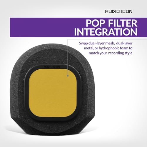 Soundbox Vocal Recording Isolation Booth | Portable Microphone Shield, Pop Filter for Studio-Quality Sound for Singing, Podcasting, Acoustic High-Density Foam Ball, Mic Soundproof Box (Mustard Yellow)