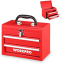 WORKPRO Portable Mini Metal Tool Box with 2 Drawers