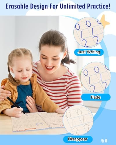 Magic Grooved Reusable Writing Books, Tracing Workbook for Kids Ages 3‑8
