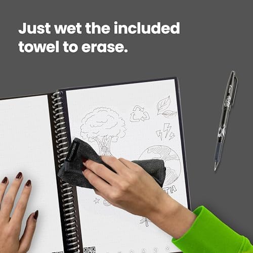 Rocketbook Core Reusable Spiral Notebook, Executive Size 6x8.8, Gray - Dotted Pages, App-Connected, Erasable, Durable Cover, Ideal for School, Work, and Creative Projects
