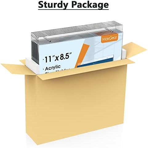 MaxGear Acrylic Wall Mount Sign Holder, 8.5 x 11 Landscape, 12 Pack