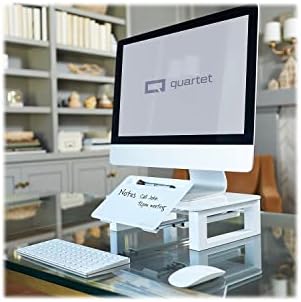Quartet Desktop Glass Monitor Riser for Computer with Dry-Erase Board, Adjustable Height (Q090GMRW01)