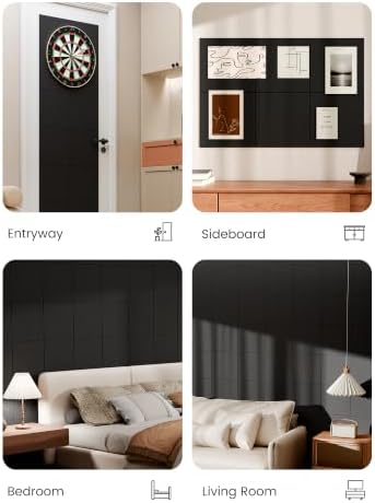 Bumusty 36"x 24" Large Felt Bulletin Board Tiles, Black