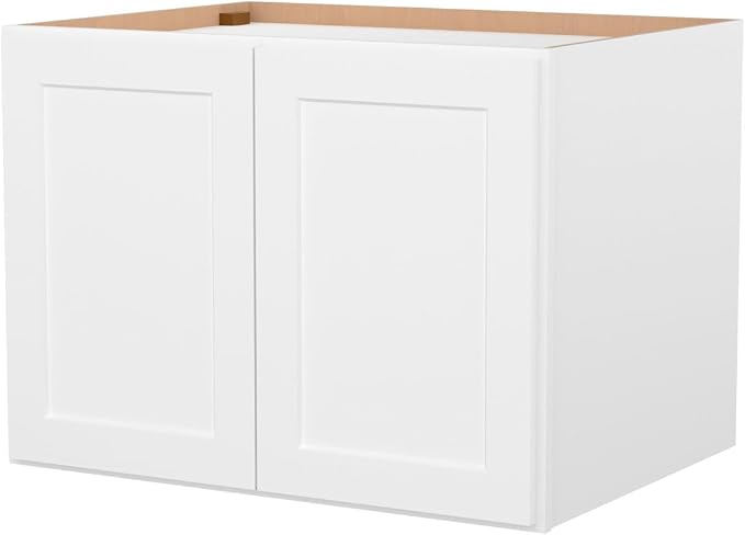 Furinno Shaker Wall Refrigerator Top Kitchen Cabinet, 2-Doors, White | 24 D x 33 W x 24 H, Adjustable Hinges, Soft-Close Shaker-Style Door, Ready to Assemble, Plywood, for Pantry, Dining Room