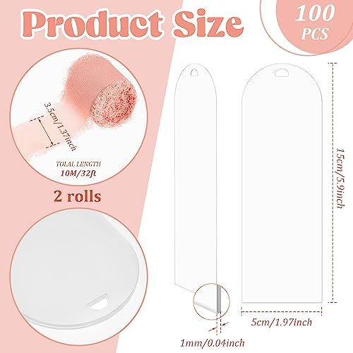 Yeaqee 100 Pcs Arch Shaped Clear Acrylic Bookmark Blanks with Ribbon